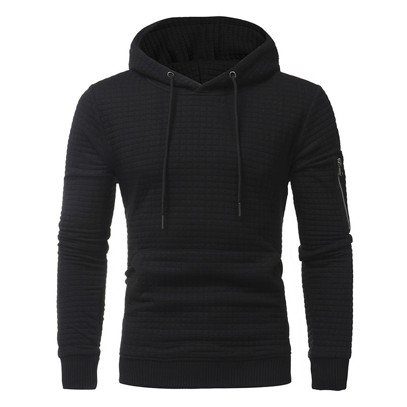 Martin | Heren Hoodie met ruitstructuur en rits op mouw