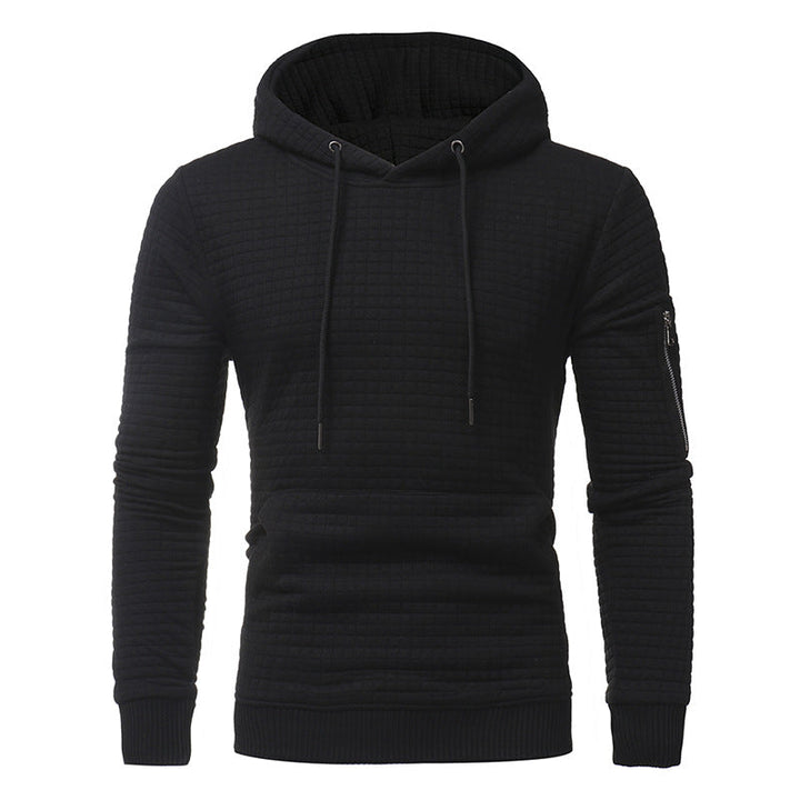 Martin | Heren Hoodie met ruitstructuur en rits op mouw