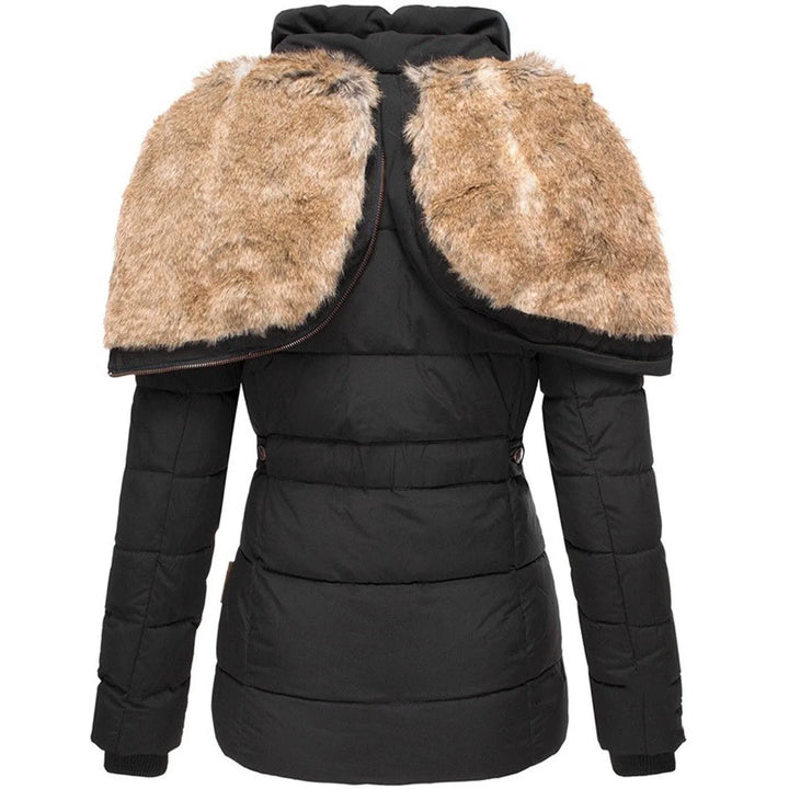 Dames puffer jas | Winterjas met bontvoering en capuchon