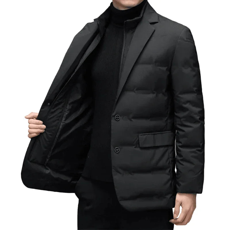 Heren winterjas | Gewatteerde blazer jas met knopen en zakken