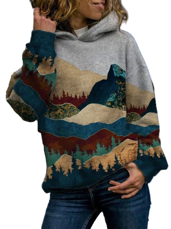 Landschap Hoodie | Dames trui met bergprint