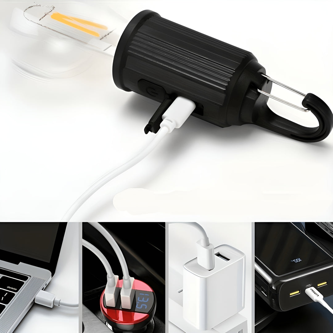 Oplaadbare retro gloeilamp | Ideaal voor op de camping!
