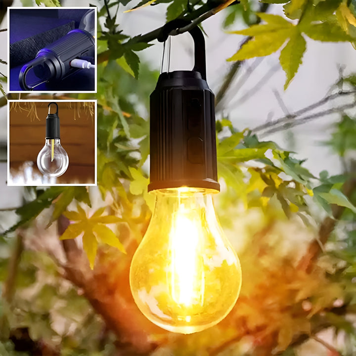 Oplaadbare retro gloeilamp | Ideaal voor op de camping!
