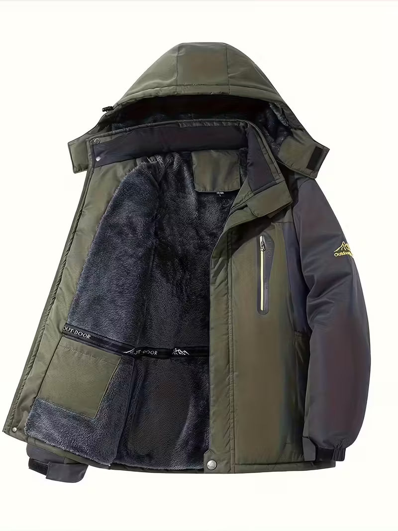 Heren winterjas | Waterdichte outdoor jas met capuchon en fleece