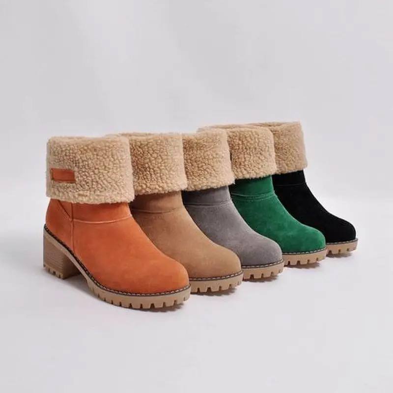 Dames winter enkellaars met warme voering met omslag