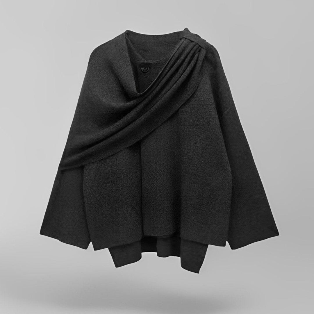 Poncho dames | Asymmetrische cape met brede kraag