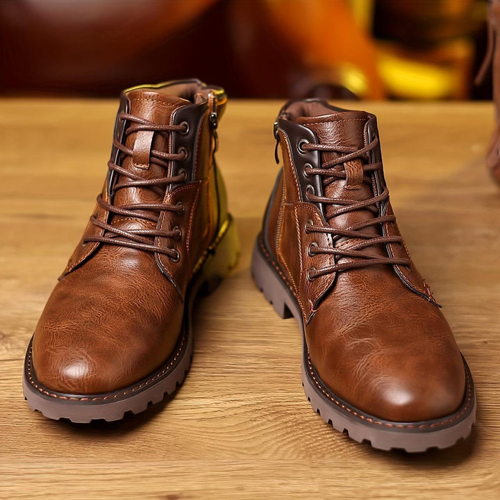 Heren boots | Leren enkellaarsjes met rits en veters stijlvol