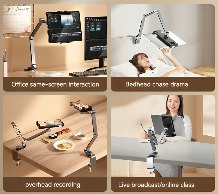 Tablet houder | Verstelbare arm 360° klem voor bureau/bed