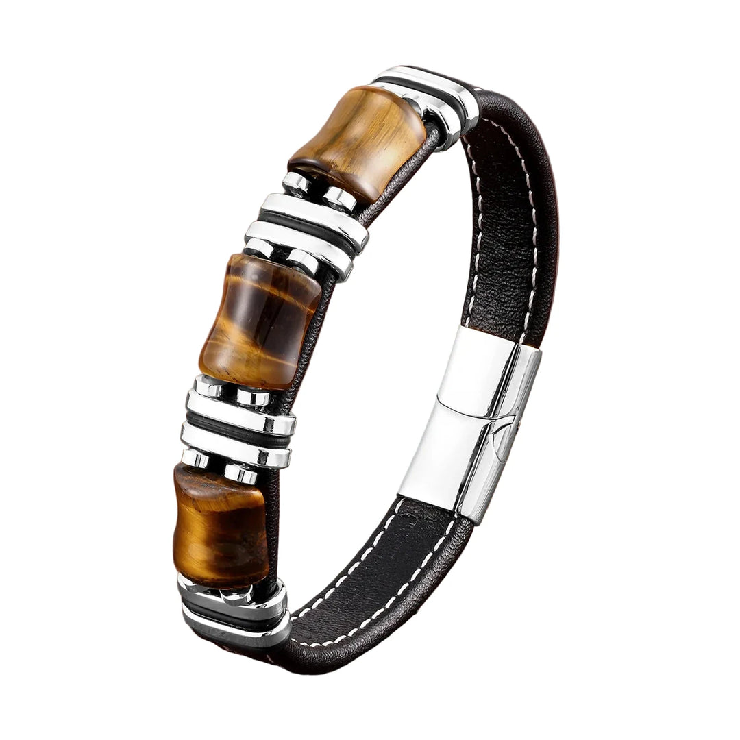 Raw Edge | Herenarmband met houtaccenten, metalen details en magneetsluiting