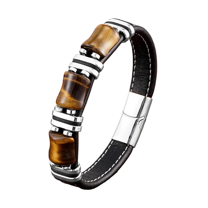 Raw Edge | Herenarmband met houtaccenten, metalen details en magneetsluiting