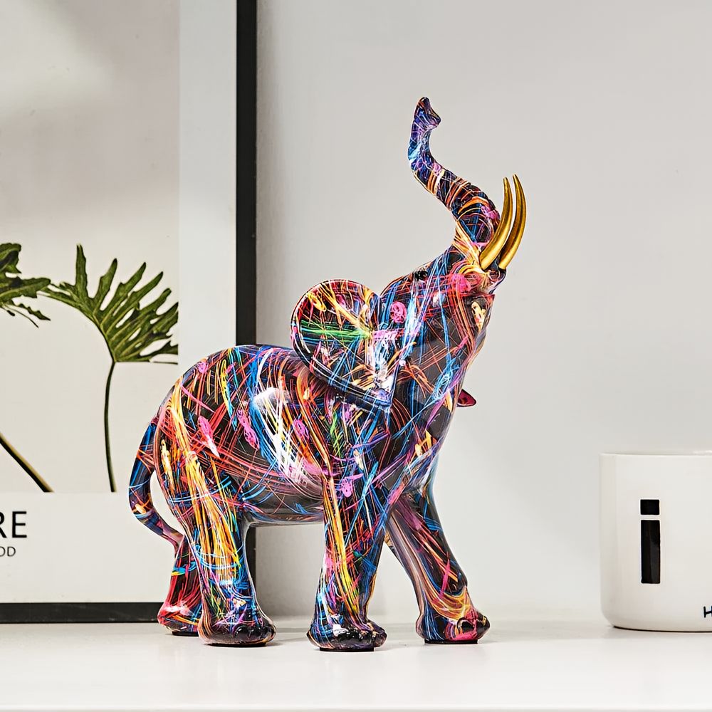 StreetArt Elephant™ | Kleurrijk graffiti olifant decorstuk