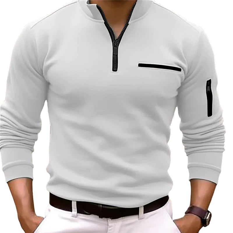 Steve | Heren slim fit sweater met hoge kraag en ritssluiting