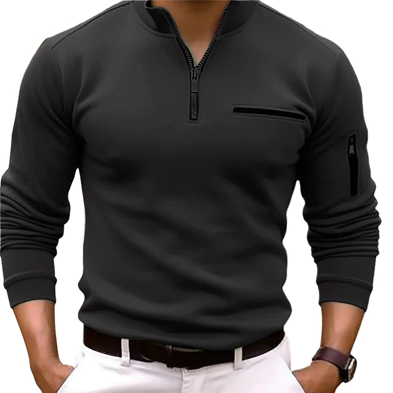 Steve | Heren slim fit sweater met hoge kraag en ritssluiting
