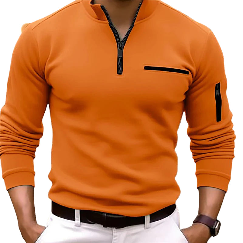 Steve | Heren slim fit sweater met hoge kraag en ritssluiting