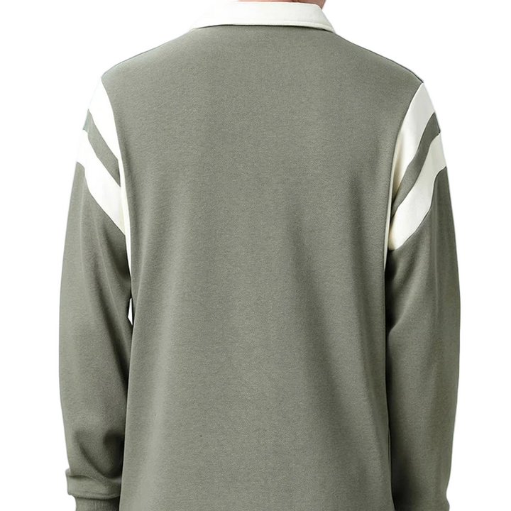 StripeZip | Heren sweater met halve rits en strepen