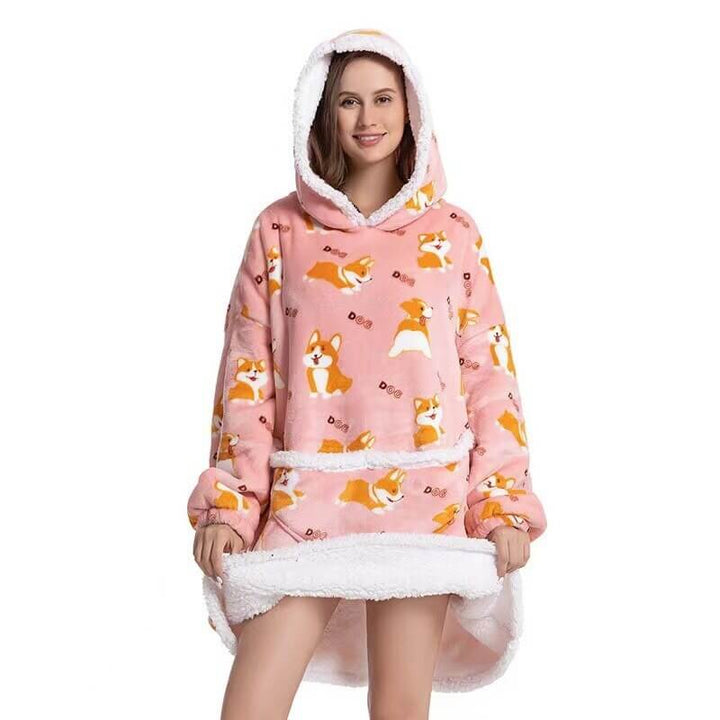 Shoodie™ Corgi | Heb het nooit meer koud met deze warme fleece hoodie deken! - Storebay.nl