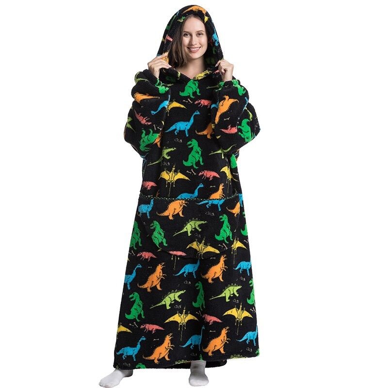 Shoodie™ Dinosaurus Extra Lang | Heb het nooit meer koud met deze warme fleece hoodie deken!! - Storebay.nl